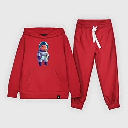 Костюм хлопковый детский Капибара бравый космонавт, цвет: красный