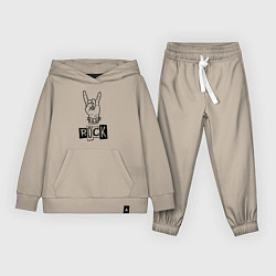 Костюм хлопковый детский Символ рока - коза из пальцев, цвет: миндальный