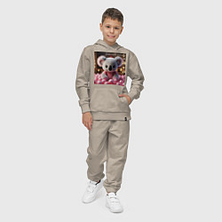 Костюм хлопковый детский Игрушечная коала и надпись: зато я очень красивый, цвет: миндальный — фото 2