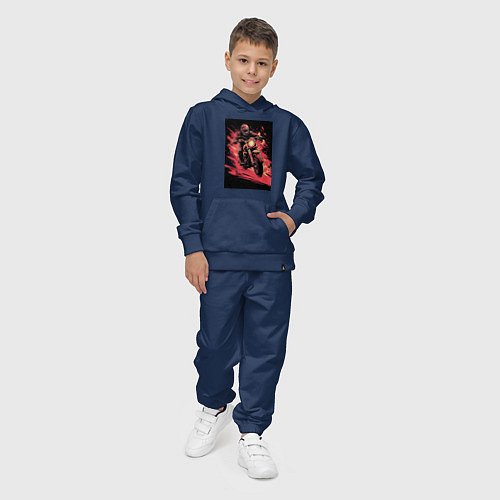 Детский костюм Мотокросс красные брызги / Тёмно-синий – фото 4