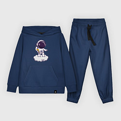Костюм хлопковый детский Космонавт с молнией, цвет: тёмно-синий