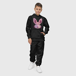 Костюм хлопковый детский Розовый заяц - портрет кролика, цвет: черный — фото 2