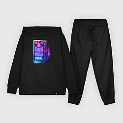 Костюм хлопковый детский Ai hacker digital rebel - neon glow, цвет: черный