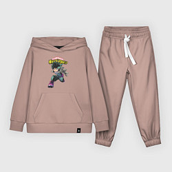 Костюм хлопковый детский Моя геройская академия Мидория, цвет: пыльно-розовый
