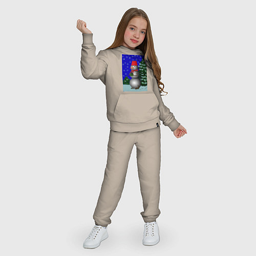 Детский костюм Снеговичок с подарком под елкой / Миндальный – фото 3