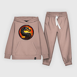 Костюм хлопковый детский Mortal kombat dragon logo, цвет: пыльно-розовый