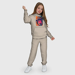 Костюм хлопковый детский Обезьяна в очках big pop art, цвет: миндальный — фото 2