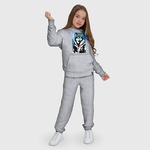 Детский костюм Волк в мегаполисе - нейроарт / Меланж – фото 3