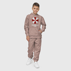 Костюм хлопковый детский Umbrella corporation logo, цвет: пыльно-розовый — фото 2