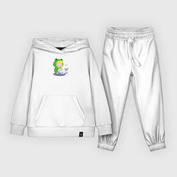 Костюм хлопковый детский Девочка - лягушка, цвет: белый