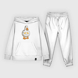 Костюм хлопковый детский Милая смущенная уточка гусь мем, цвет: белый
