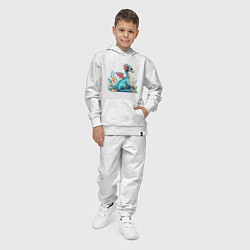 Костюм хлопковый детский Бирюзовый дракон, цвет: белый — фото 2