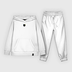 Костюм хлопковый детский Кот черный с носом сердечком - минимализм, цвет: белый