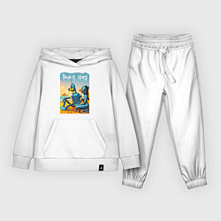 Костюм хлопковый детский Бендер с чувихой на диком пляже - прикол, цвет: белый