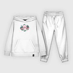 Костюм хлопковый детский Фламинго с надписью привет лето, цвет: белый