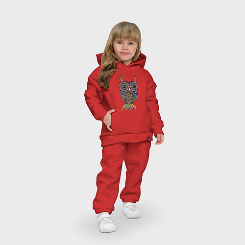 Детский костюм оверсайз Расписной филин / Красный – фото 3