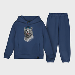 Детский костюм оверсайз Медведь в очках, цвет: тёмно-синий