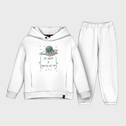 Детский костюм оверсайз Без кота и жизнь не та, цвет: белый
