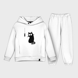 Детский костюм оверсайз Кот и рыба, цвет: белый