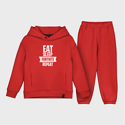 Детский костюм оверсайз Eat Sleep Fortnite Repeat, цвет: красный