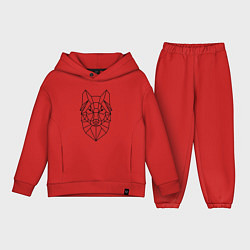 Детский костюм оверсайз Полигональный волк, цвет: красный