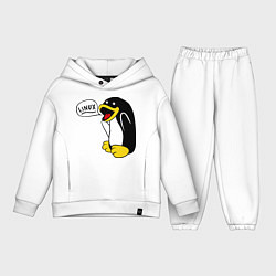 Детский костюм оверсайз Пингвин: Linux, цвет: белый