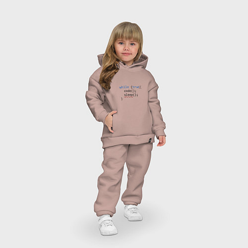 Детский костюм оверсайз Code - sleep / Пыльно-розовый – фото 3