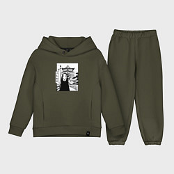 Детский костюм оверсайз No-Face Spirited Away Ghibli, цвет: хаки