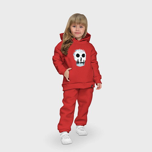 Детский костюм оверсайз Иллюзия - девушка и юноша держат глаза Skull / Красный – фото 3