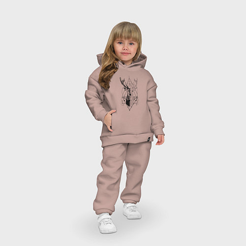Детский костюм оверсайз Polygonal deer / Пыльно-розовый – фото 3