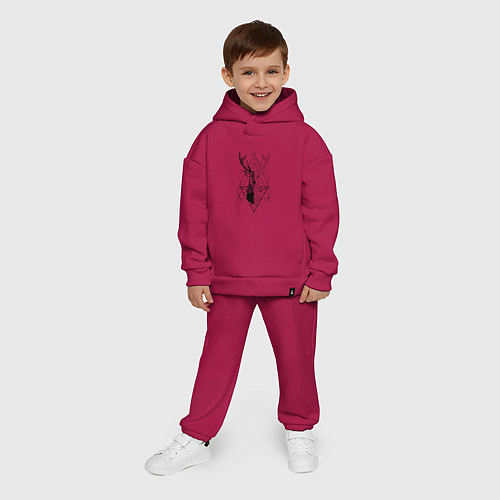 Детский костюм оверсайз Polygonal deer / Маджента – фото 4