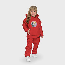 Детский костюм оверсайз Vaporwave Sunset Кот Самурай, цвет: красный — фото 2