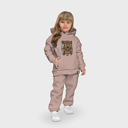 Детский костюм оверсайз Славянский медведь, цвет: пыльно-розовый — фото 2
