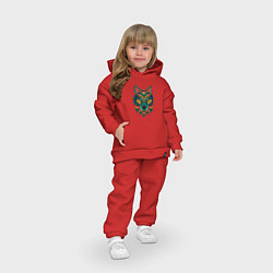Детский костюм оверсайз Серьезный волк орнамент, цвет: красный — фото 2