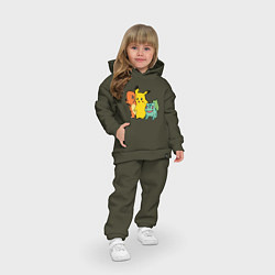 Детский костюм оверсайз Чармандер Пикачу и Бульбазавр, цвет: хаки — фото 2
