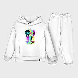 Детский костюм оверсайз 4 ЧЕРЕПА SKULLS NEON, цвет: белый