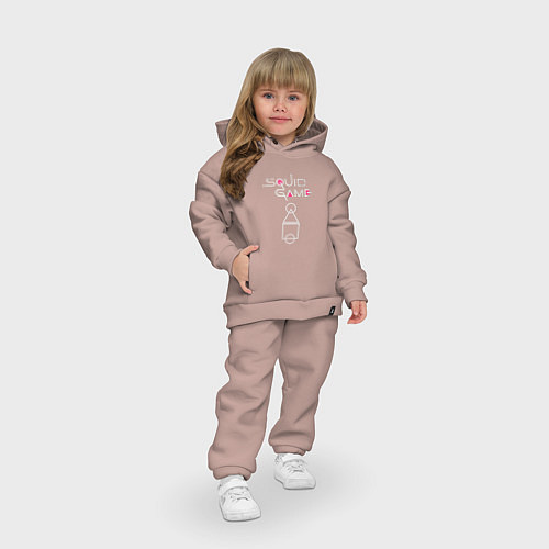 Детский костюм оверсайз Игра в кальмара: схема / Пыльно-розовый – фото 3