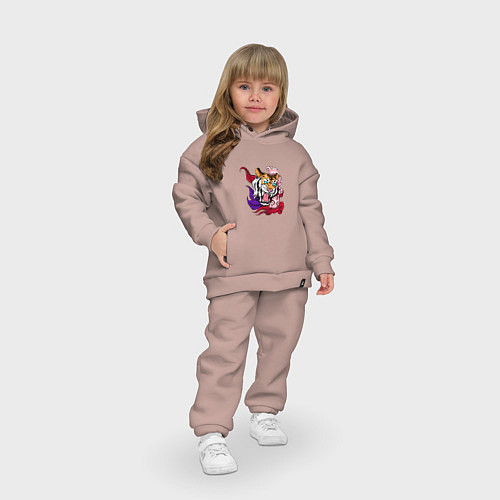 Детский костюм оверсайз Тигриный стиль / Пыльно-розовый – фото 3