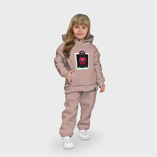 Детский костюм оверсайз ИГРА В КАЛЬМАРА SQUID GAME КВАДРАТ / Пыльно-розовый – фото 3