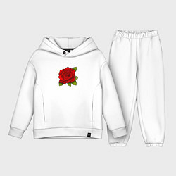 Детский костюм оверсайз Красная роза Рисунок, цвет: белый