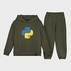 Детский костюм оверсайз Python язык, цвет: хаки
