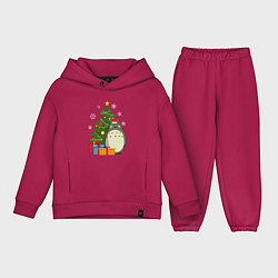 Детский костюм оверсайз Тоторо новогодний, цвет: маджента