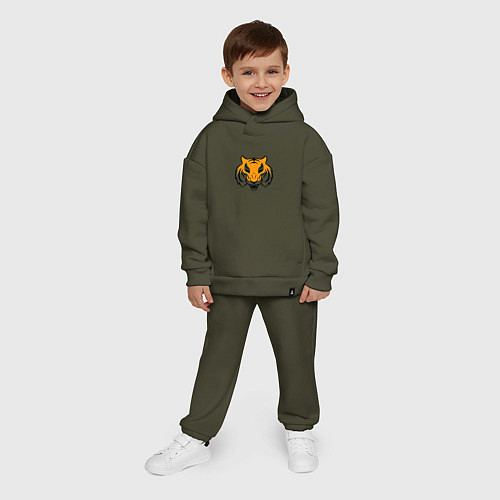 Детский костюм оверсайз Тигр логотип / Хаки – фото 4