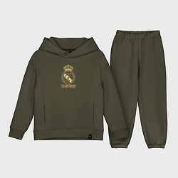 Детский костюм оверсайз Real Madrid gold logo, цвет: хаки