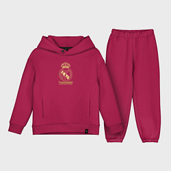 Детский костюм оверсайз Real Madrid gold logo, цвет: маджента