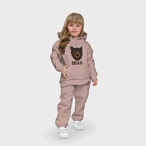 Детский костюм оверсайз Пиксельный медведь / Пыльно-розовый – фото 3