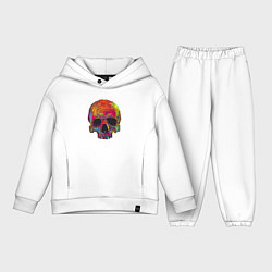 Детский костюм оверсайз Cool color skull, цвет: белый