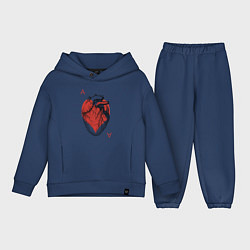 Детский костюм оверсайз Черви огромное сердце, цвет: тёмно-синий