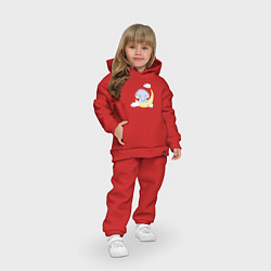 Детский костюм оверсайз Милый Слонёнок На Месяце С Облаками, цвет: красный — фото 2