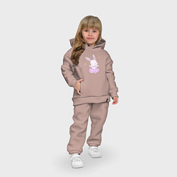 Детский костюм оверсайз Милый Крольчонок Танцует С Бабочками, цвет: пыльно-розовый — фото 2